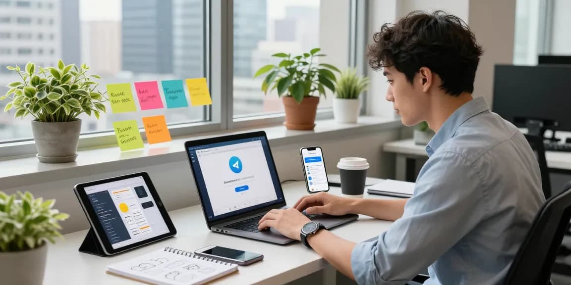 Experience seamless communication with Telegram download in a modern office setting.