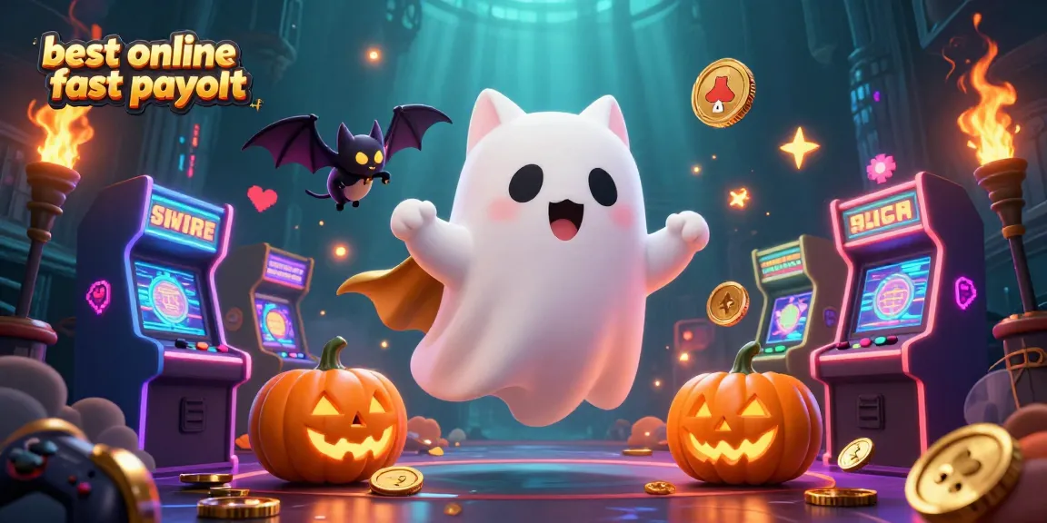 Experience the thrill of the best online casino fast payout with glowing ghost cat characters in a haunted setting.